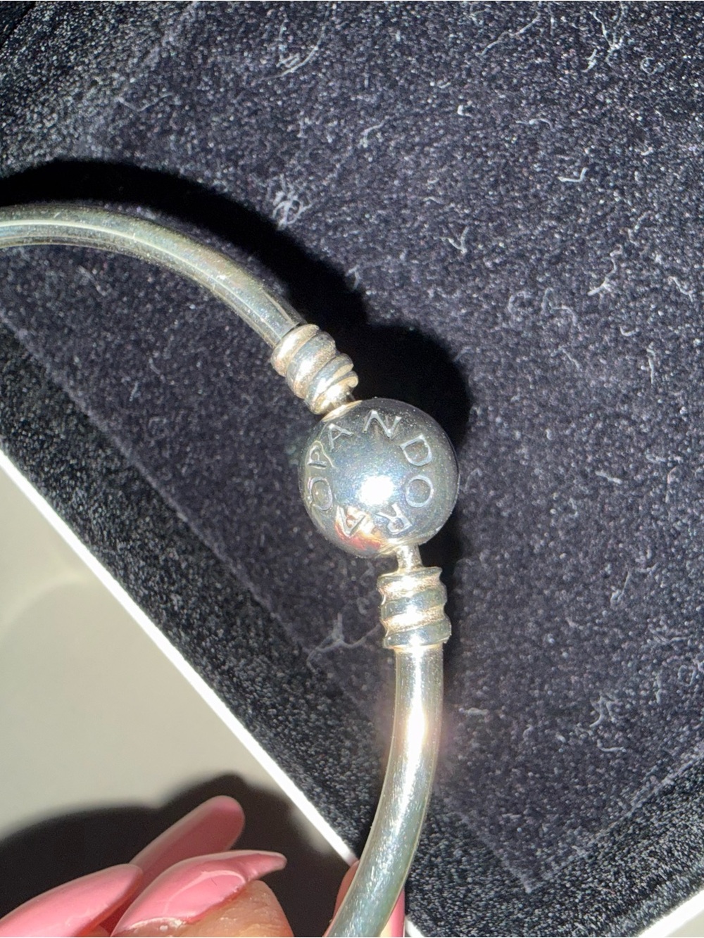 Pandora Moments Silver Bangle Clasp Sterling Silver Bracelet #590713 NIB - Picture 2 of 3